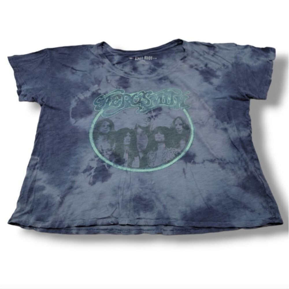 Aerosmith Top Size Large LG By Knit Riot Band Tee Graphic Tee Tie Dyed Oversized